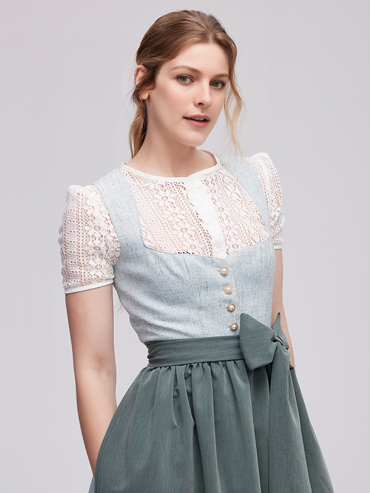 Rose Dirndl in Grün
