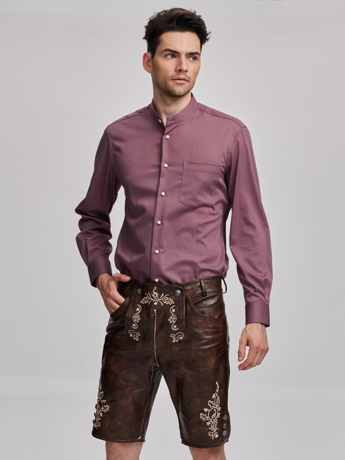 Dirndlbluse in Rosa mit Spitzenverzierung