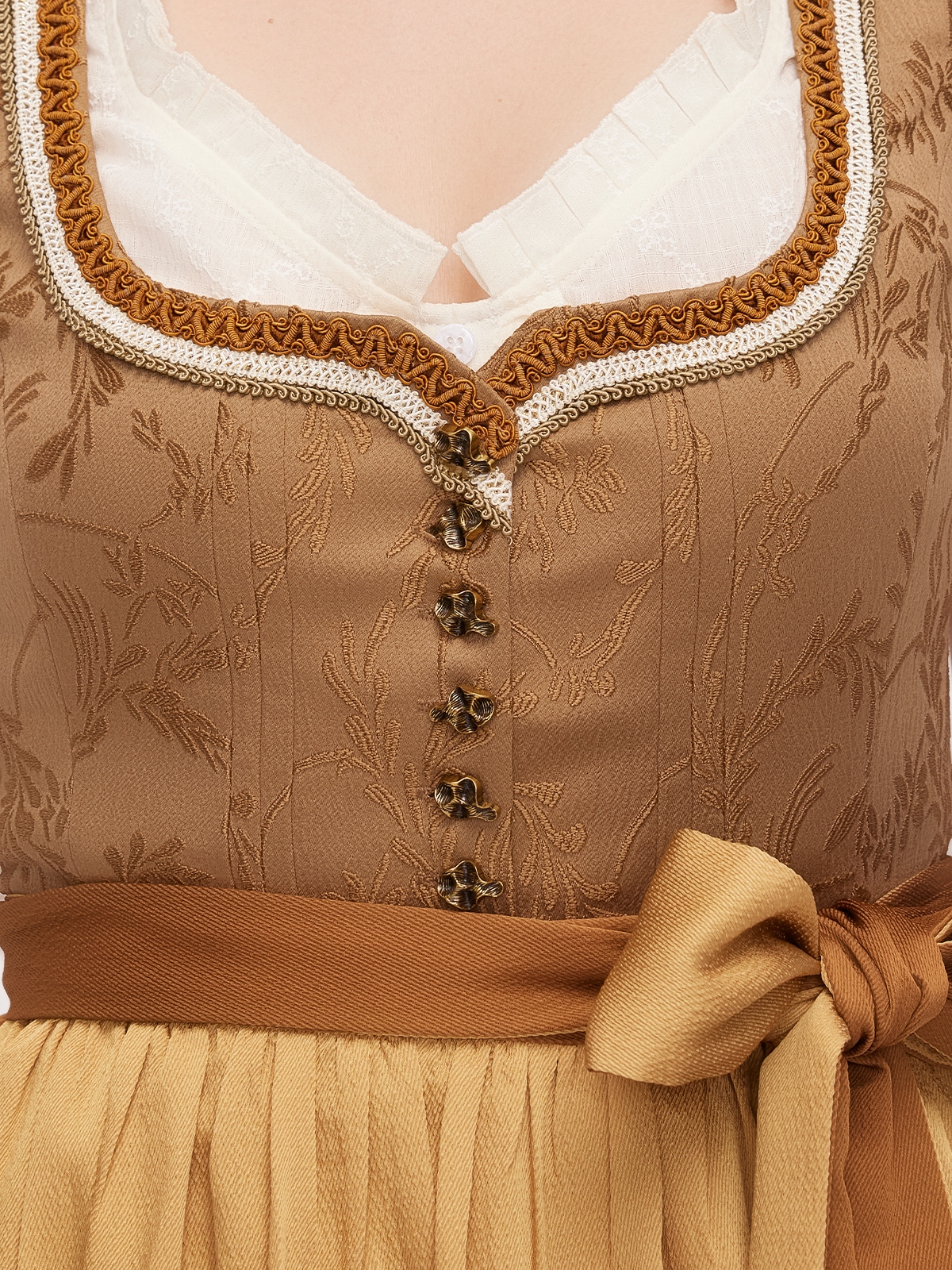 Modernes Langarm Bluse Dirndl in Gelb